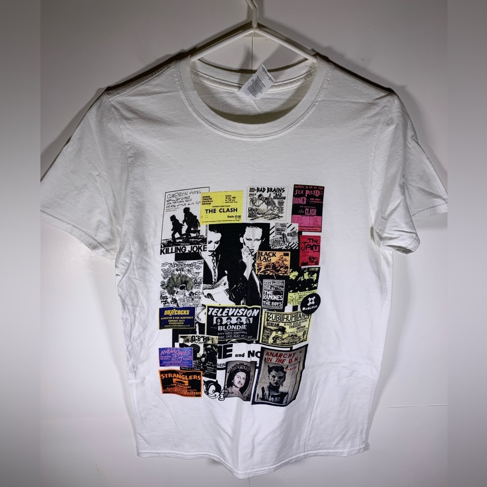 Grunge/punk rock collage graphic shirt